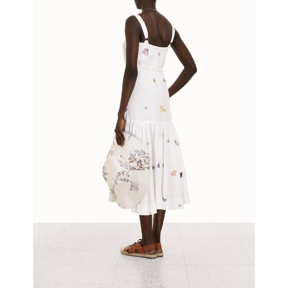 NEW ZIMMERMANN jeannie drop waist midi dress in ivory - Picture 2 of 2